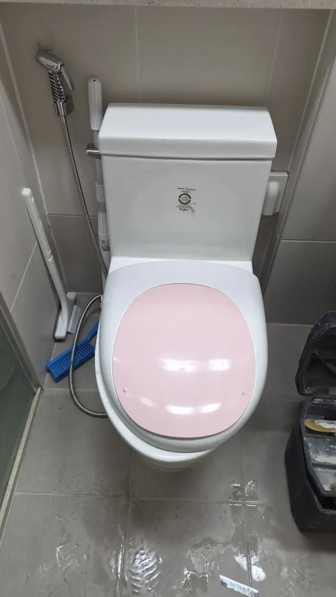 벽타일 철거 — 변기와 뒤쪽 벽